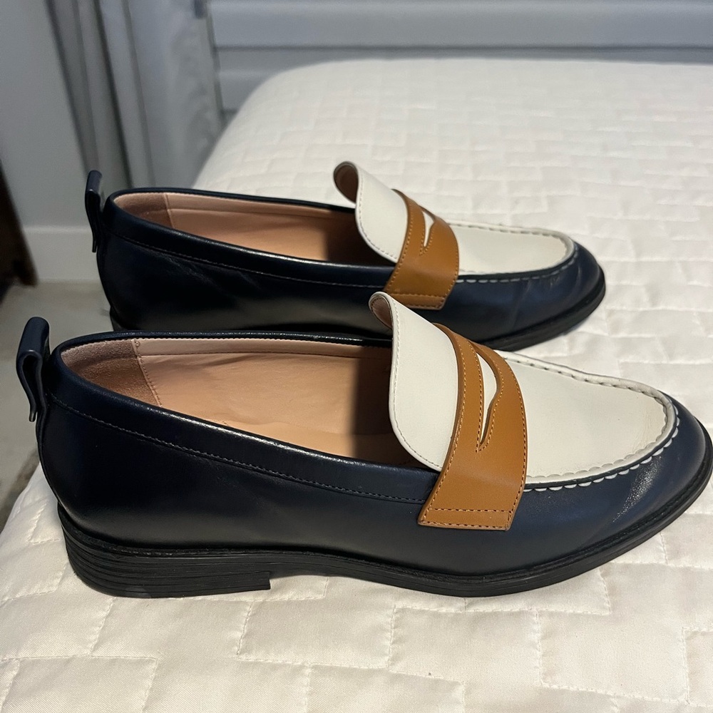 Cole Haan Women's Loafers in Navy, White, and Tan, almost no wear!